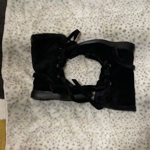 Black Suede string up boots